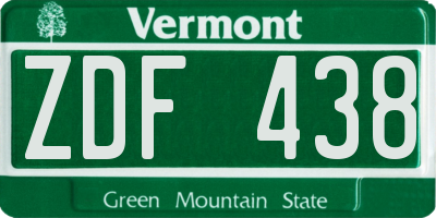 VT license plate ZDF438