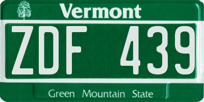 VT license plate ZDF439
