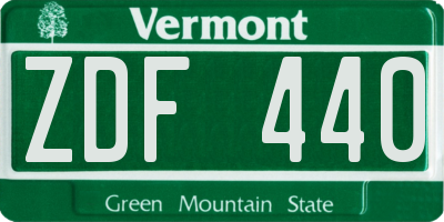VT license plate ZDF440