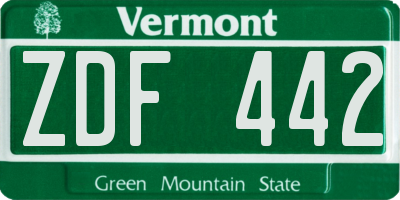 VT license plate ZDF442
