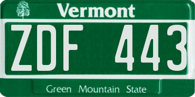 VT license plate ZDF443