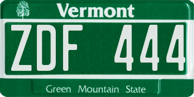 VT license plate ZDF444