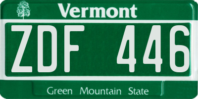 VT license plate ZDF446