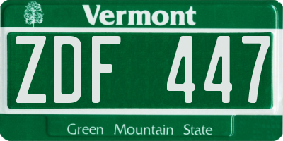 VT license plate ZDF447
