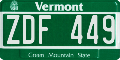 VT license plate ZDF449