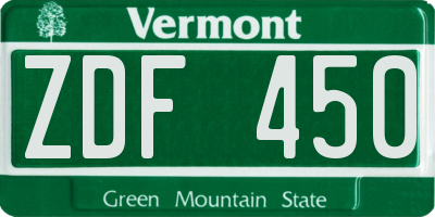 VT license plate ZDF450