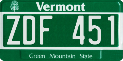 VT license plate ZDF451