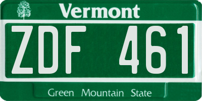 VT license plate ZDF461