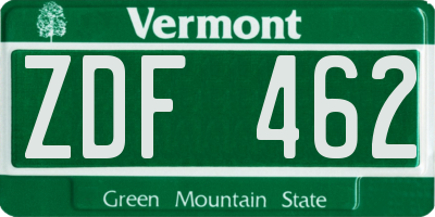 VT license plate ZDF462