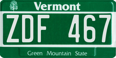 VT license plate ZDF467