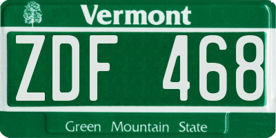 VT license plate ZDF468