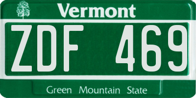 VT license plate ZDF469