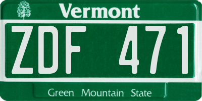 VT license plate ZDF471