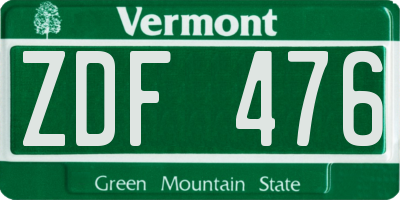 VT license plate ZDF476