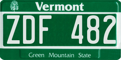 VT license plate ZDF482