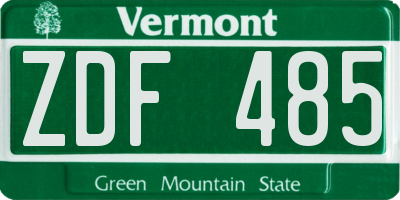 VT license plate ZDF485