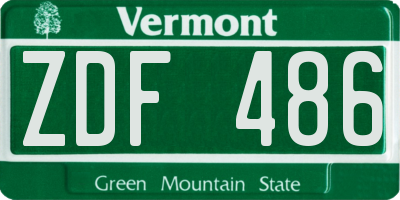 VT license plate ZDF486