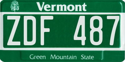 VT license plate ZDF487