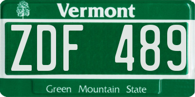 VT license plate ZDF489