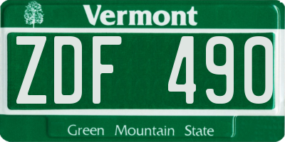 VT license plate ZDF490