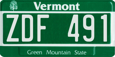 VT license plate ZDF491