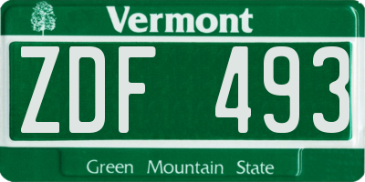 VT license plate ZDF493