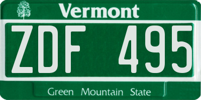 VT license plate ZDF495