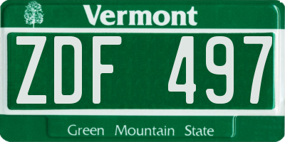 VT license plate ZDF497