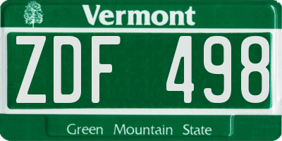 VT license plate ZDF498