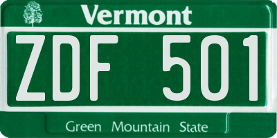 VT license plate ZDF501
