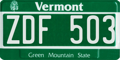 VT license plate ZDF503