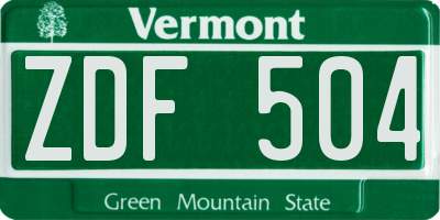 VT license plate ZDF504