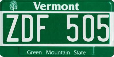 VT license plate ZDF505