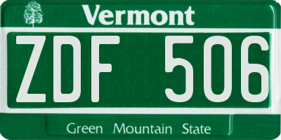 VT license plate ZDF506