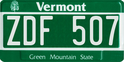 VT license plate ZDF507
