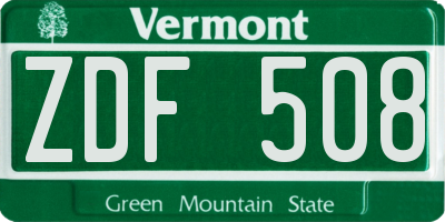 VT license plate ZDF508
