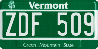 VT license plate ZDF509