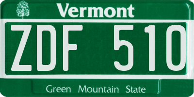 VT license plate ZDF510