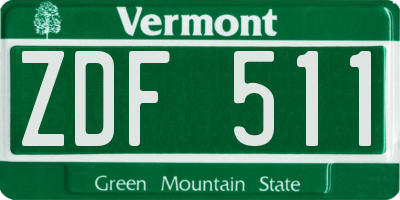 VT license plate ZDF511