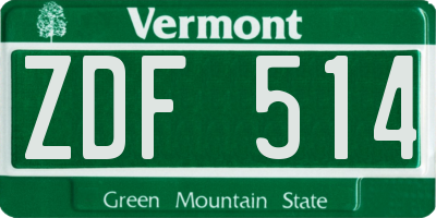 VT license plate ZDF514