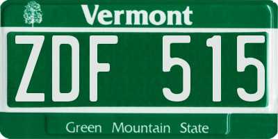 VT license plate ZDF515