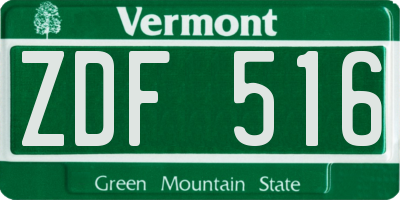 VT license plate ZDF516