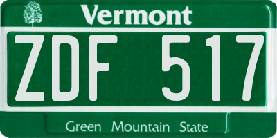 VT license plate ZDF517
