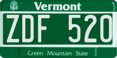 VT license plate ZDF520
