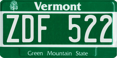 VT license plate ZDF522