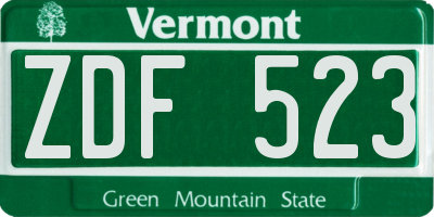 VT license plate ZDF523