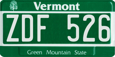 VT license plate ZDF526
