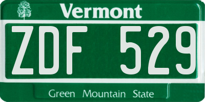VT license plate ZDF529