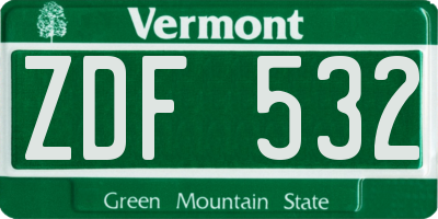 VT license plate ZDF532