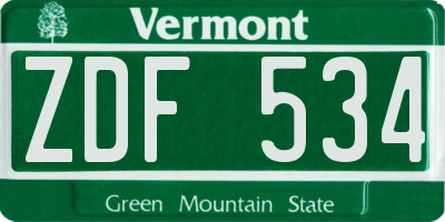 VT license plate ZDF534